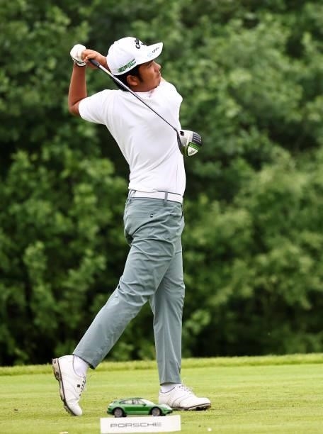 Suradit Yongcharoenchai of Thailand on the 7th tee during the second round of The Porsche European Open at Green Eagle Golf Course on June 06, 2021...