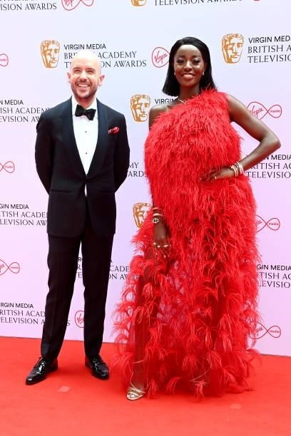 Tom Allen and AJ Odudu attend the Virgin Media British Academy Television Awards 2021 at Television Centre on June 06, 2021 in London, England.