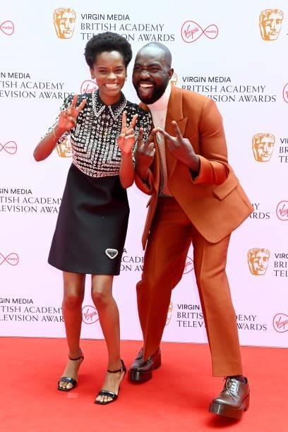 Letitia Wright and Paapa Essiedu attends the Virgin Media British Academy Television Awards 2021 at Television Centre on June 06, 2021 in London,...