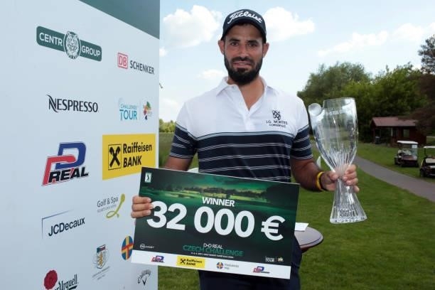 Santiago Tarrio of Spain poses with the trophy after winning the D+D REAL Czech Challenge during Day Four of the D+D REAL Czech Challenge at Golf &...