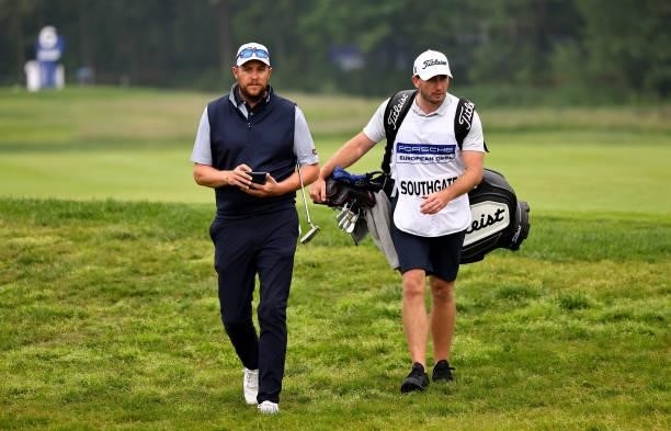 Matthew Southgate of England on the 6th hole during the second round of The Porsche European Open at Green Eagle Golf Course on June 06, 2021 in...