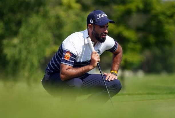 Santiago Tarrio of Spain in action during the play-off round of Day Four of the D+D REAL Czech Challenge at Golf & Spa Kuneticka Hora on June 06,...