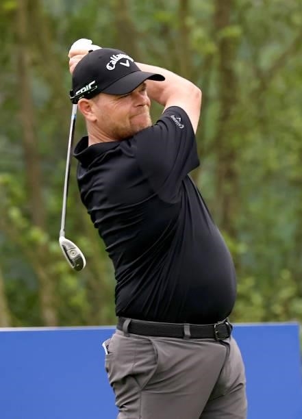 David Drysdale of Scotland on the 7th tee during the second round of The Porsche European Open at Green Eagle Golf Course on June 06, 2021 in...