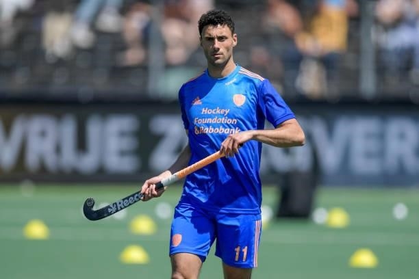 Glenn Schuurman of the Netherlands during the Euro Hockey Championships match between Germany and Netherlands at Wagener Stadion on June 6, 2021 in...