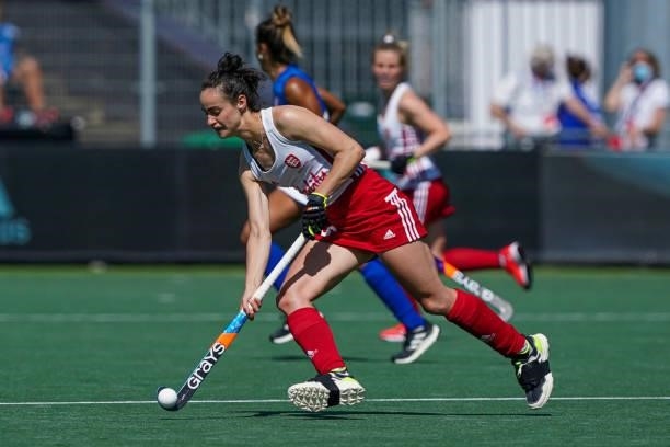 Fiona Crackles of England during the Euro Hockey Championships match between England and Italy at Wagener Stadion on June 6, 2021 in Amstelveen,...
