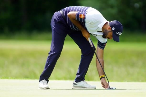Santiago Tarrio of Spain in action during Day Four of the D+D REAL Czech Challenge at Golf & Spa Kuneticka Hora on June 06, 2021 in Dritec, Hradec...