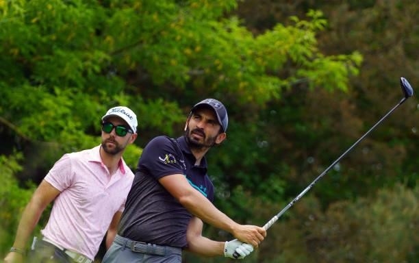 Jerome Lando Casanova of France and Robbie van West of the Netheerlands in action during Day Four of the D+D REAL Czech Challenge at Golf & Spa...