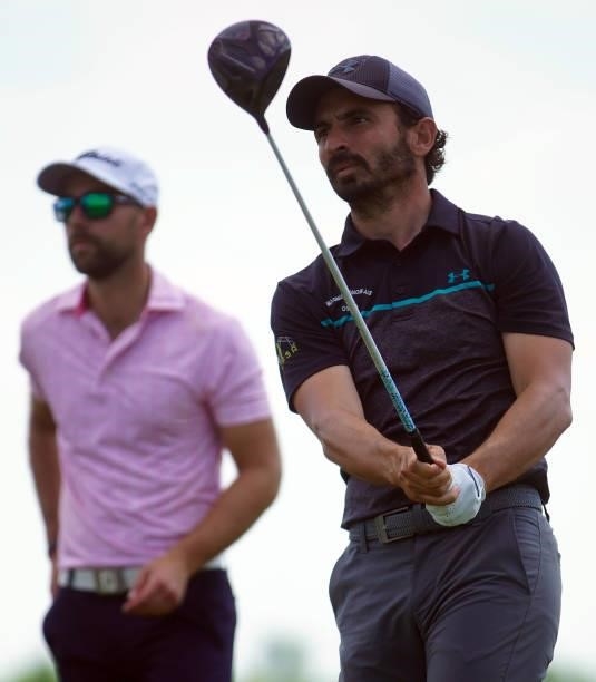 Robbie van West of the Netherlands and Jerome Lando Casanova of France in action during Day Four of the D+D REAL Czech Challenge at Golf & Spa...