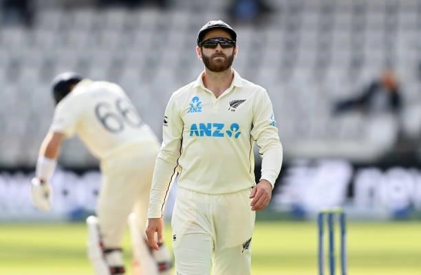 Kane Williamson of New Zealand looks on during Day 5 of the First LV= Insurance Test Match between England and New Zealand at Lord's Cricket Ground...