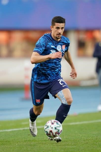 Martin Koscelnik of Slovakia runs with the ball during the international friendly match between Austria and Slovakia at Ernst Happel Stadion on June...