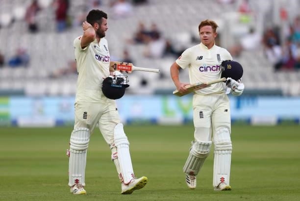Dom Sibley and Ollie Pope of England walk off at the end of Day 5 of the First LV= Insurance Test Match between England and New Zealand at Lord's...