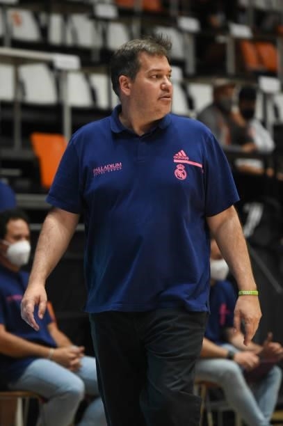 Miguel Angel Lopez Palacios, Head Coach of U18 Real Madrid in action during the Adidas Next Generation Tournament Championship Game between U18 Real...