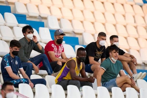 Players of Leganes watching the game during the Liga Smartbank Playoffs match between Leganes and Rayo Vallecano at Estadio Municipal de Butarque on...
