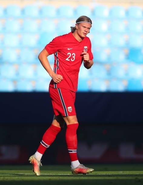 Erling Haaland of Norway looks on during an International Friendly Match between Norway and Greece at Estadio La Rosaleda on June 06, 2021 in Malaga,...