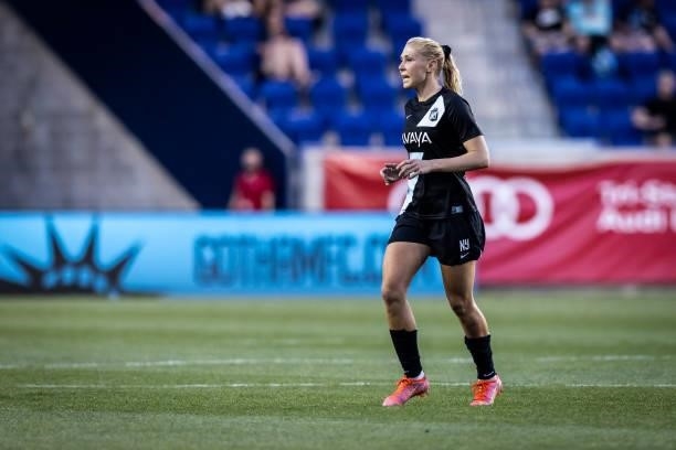 Allie Long of NJ//NY Gotham FC in the second half of the match against OL Reign at Red Bull Arena on June 5, 2021 in Harrison, New Jersey.