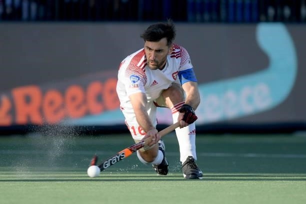 Adam Dixon of England during the Euro Hockey Championships match between Engeland and Belgie at Wagener Stadion on June 6, 2021 in Amstelveen,...