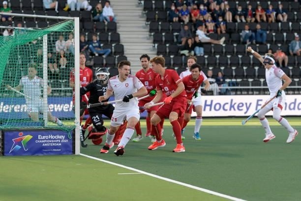 Liam Ansell of England during the Euro Hockey Championships match between England and Belgium at Wagener Stadion on June 6, 2021 in Amstelveen,...