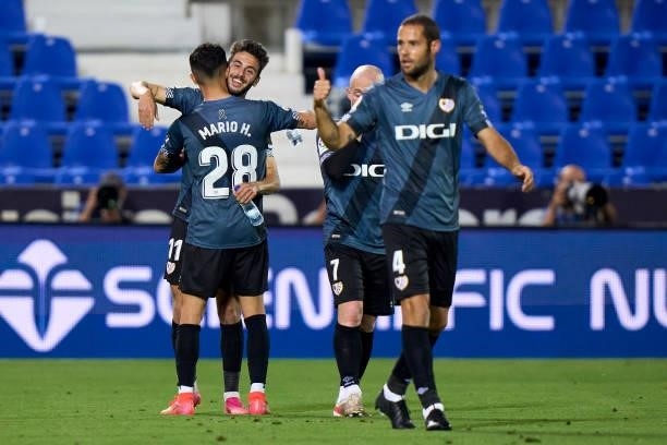 Andres Martin of Rayo Vallecano celebrates after scoring his team's second goal during the Liga Smartbank Playoffs match between Leganes and Rayo...