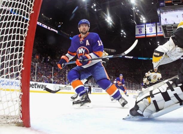 Josh Bailey of the New York Islanders skates against the Boston Bruins in Game Four of the Second Round of the 2021 NHL Stanley Cup Playoffs at the...