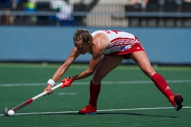 Giselle ansley of England during the Euro Hockey Championships match between England and Italy at Wagener Stadion on June 6, 2021 in Amstelveen,...