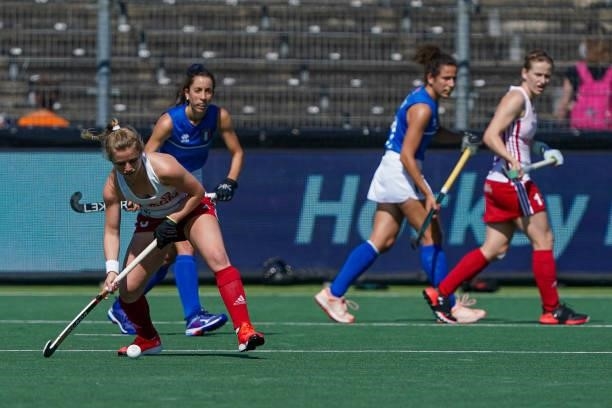 Esme Burge of England during the Euro Hockey Championships match between England and Italy at Wagener Stadion on June 6, 2021 in Amstelveen,...