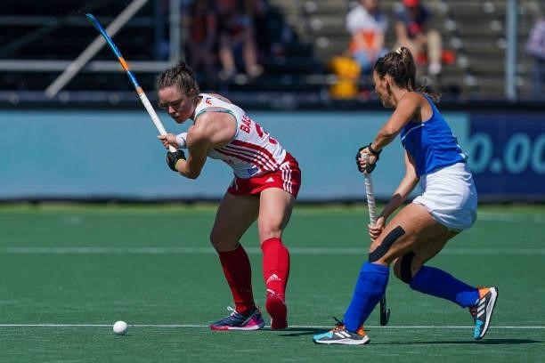 Grace Balsdon of England during the Euro Hockey Championships match between England and Italy at Wagener Stadion on June 6, 2021 in Amstelveen,...