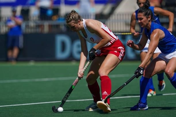 Lily Owsley of England during the Euro Hockey Championships match between England and Italy at Wagener Stadion on June 6, 2021 in Amstelveen,...