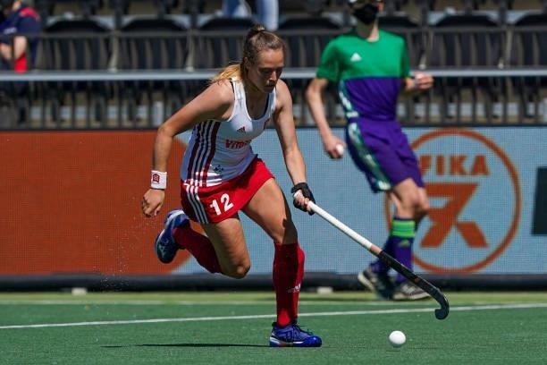 Erica Sanders of England during the Euro Hockey Championships match between England and Italy at Wagener Stadion on June 6, 2021 in Amstelveen,...
