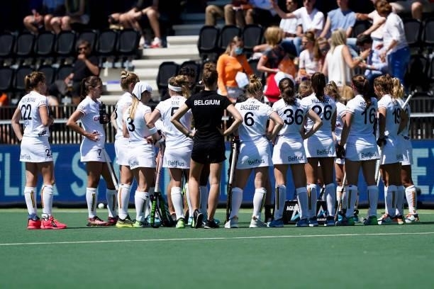 Belgium team during the Euro Hockey Championships match between Germany and Belgium at Wagener Stadion on June 6, 2021 in Amstelveen, Netherlands