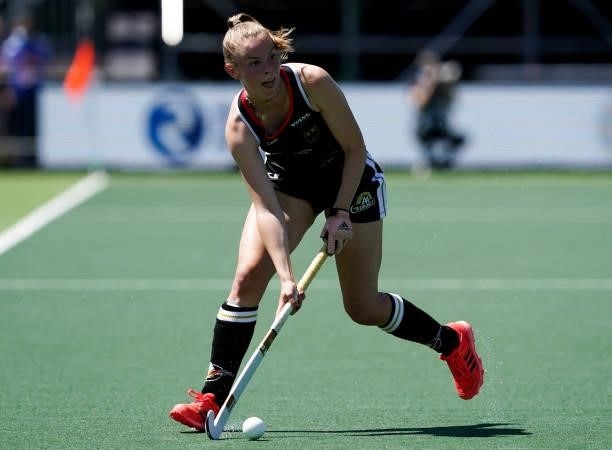 Pia Maertens of Germany during the Euro Hockey Championships match between Germany and Belgium at Wagener Stadion on June 6, 2021 in Amstelveen,...