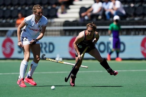 Lisa Altenburg of Germany during the Euro Hockey Championships match between Germany and Belgium at Wagener Stadion on June 6, 2021 in Amstelveen,...