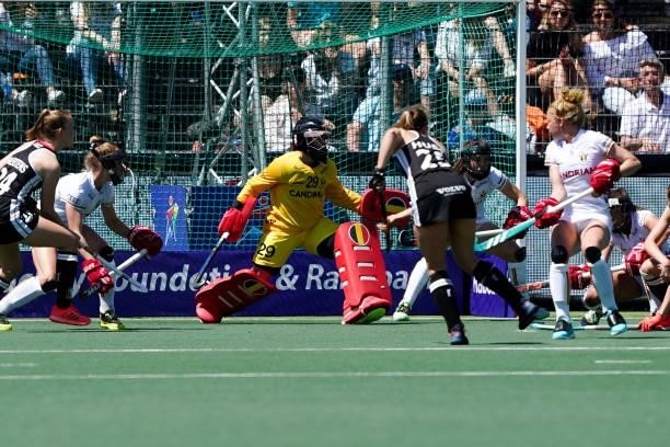 Elodie Picard of Belgium during the Euro Hockey Championships match between Germany and Belgium at Wagener Stadion on June 6, 2021 in Amstelveen,...