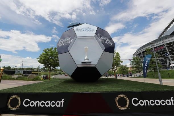 Concacaf Nations League Trophy is shown prior the CONCACAF Nations League Championship third place match between Honduras and Costa Rica at Empower...