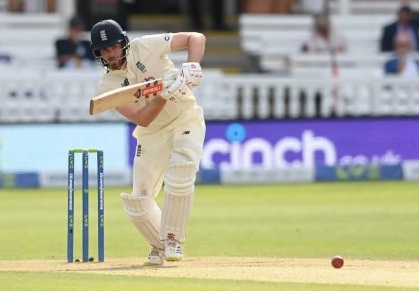 Dom Sibley of England bats during Day 5 of the First LV= Insurance Test match between England and New Zealand at Lord's Cricket Ground on June 06,...
