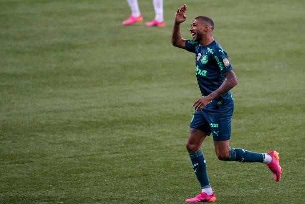 Wesley of Palmeiras celebrates after scoring the first goal of his team during a match between Palmeiras and Chapecoense as part of Brasileirao 2021...