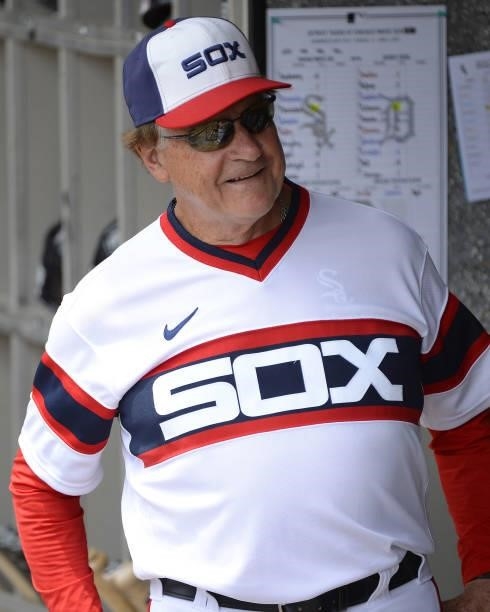 Manager Tony La Russa of the Chicago White Sox looks on prior to the game against the Detroit Tigers on June 6, 2021 at Guaranteed Rate Field in...
