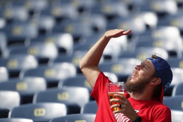 Fan of United States looks-on prior the CONCACAF Nations League Championship third place match between Honduras and Costa Rica at Empower Field At...