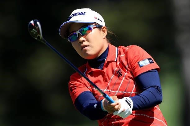 Nasa Hataoka of Japan hits her tee shot on the 18th hole during the final round of the 76th U.S. Women's Open Championship at The Olympic Club on...