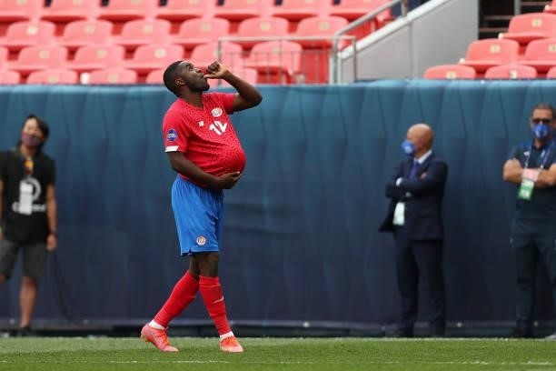 Joel Cambell of Costa Rica celebrates after scoring the 1st goal during the CONCACAF Nations League Championship third place match between Honduras...