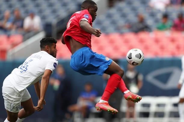 Joel Cambell of Costa Rica kicks the ball and scores during the CONCACAF Nations League Championship third place match between Honduras and Costa...