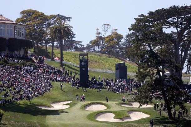 View of the 18th hole green during the final round of the 76th U.S. Women's Open Championship at The Olympic Club on June 06, 2021 in San Francisco,...