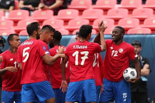 Joel Cambell of Costa Rica celebrate with his teammates after scores 1st goal during the CONCACAF Nations League Championship third place match...