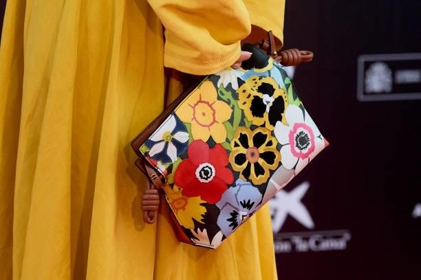 Veronica Echegui, bag detail, attends 'Live is Life' premiere during the 24th Malaga Film Festival at the Miramar Theater on June 06, 2021 in Malaga,...