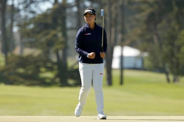 Yuka Saso of the Philippines celebrates after winning the 76th U.S. Women's Open Championship at The Olympic Club on June 06, 2021 in San Francisco,...