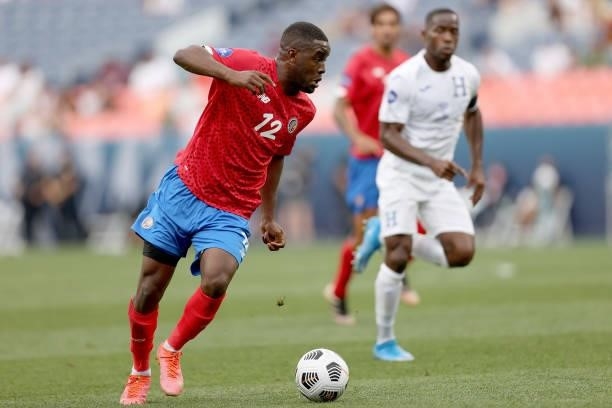 Joel Campbell of Costra Rica advances the ballagainst Honduras in the first half during the third place match of the Finals of the CONCACAF Nations...