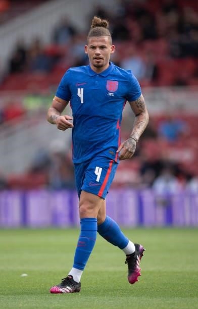Kalvin Phillips of England in action during the international friendly match between England and Romania at Riverside Stadium on June 6, 2021 in...