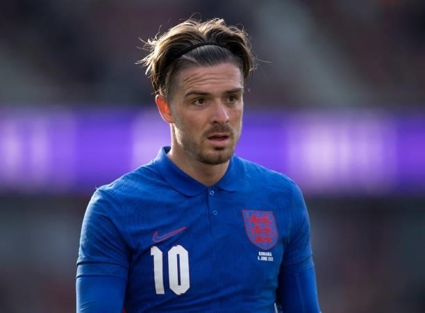 Jack Grealish of England in action during the international friendly match between England and Romania at Riverside Stadium on June 6, 2021 in...