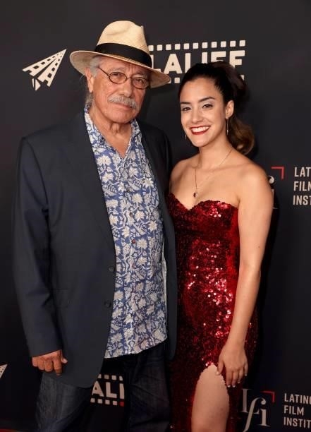 Lissette Feliciano and Edward James Olmos attend the closing night premiere of "Women Is Losers" during the 2021 Los Angeles International Latino...