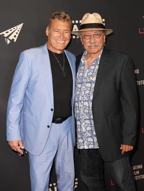Steven Bauer and Edward James Olmos attend the closing night premiere of "Women Is Losers" during the 2021 Los Angeles International Latino Film...