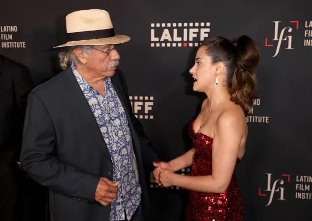 Edward James Olmos and Lissette Feliciano attend the closing night premiere of "Women Is Losers" during the 2021 Los Angeles International Latino...